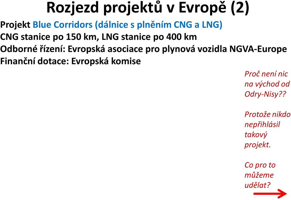 plynová vozidla NGVA Europe Finanční dotace: Evropská komise Proč není nic na