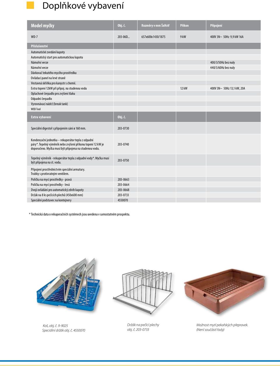 nuly Dávkovač tekutého mycího prostředku Ovládací panel na levé straně Vestavná skříňka pro kanystr s chemií. Extra topení 12kW při připoj.