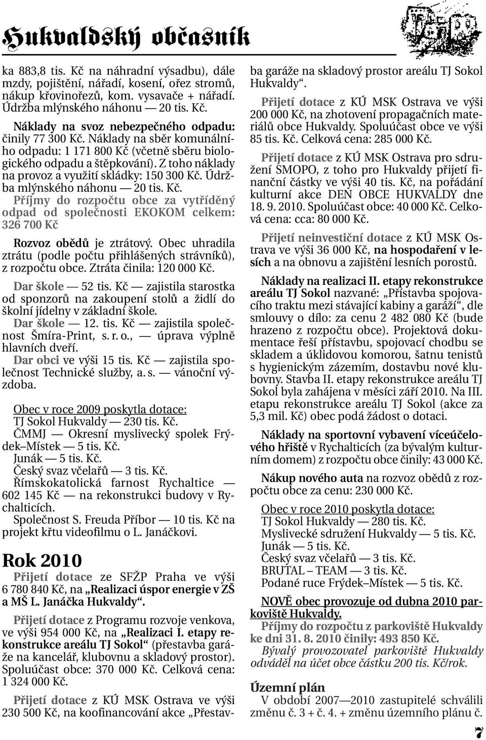 Obec uhradila ztrátu (podle počtu přihlášených strávníků), z rozpočtu obce. Ztráta činila: 120 000 Kč. Dar škole 52 tis.