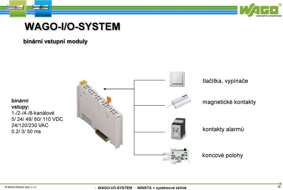 24/ 48/ 60/ 110 VDC 24/120/230 VAC 0.