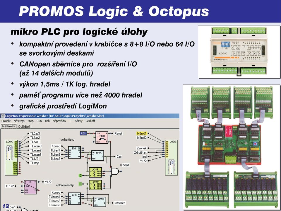 sběrnice pro rozšíření I/O (až 14 dalších modulů) výkon 1,5ms / 1K log.