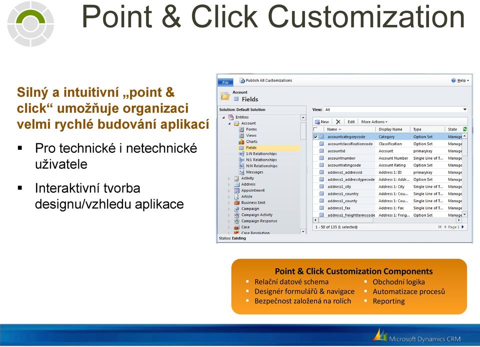 designu/vzhledu aplikace Point & Click Customization Components Relační datové schema