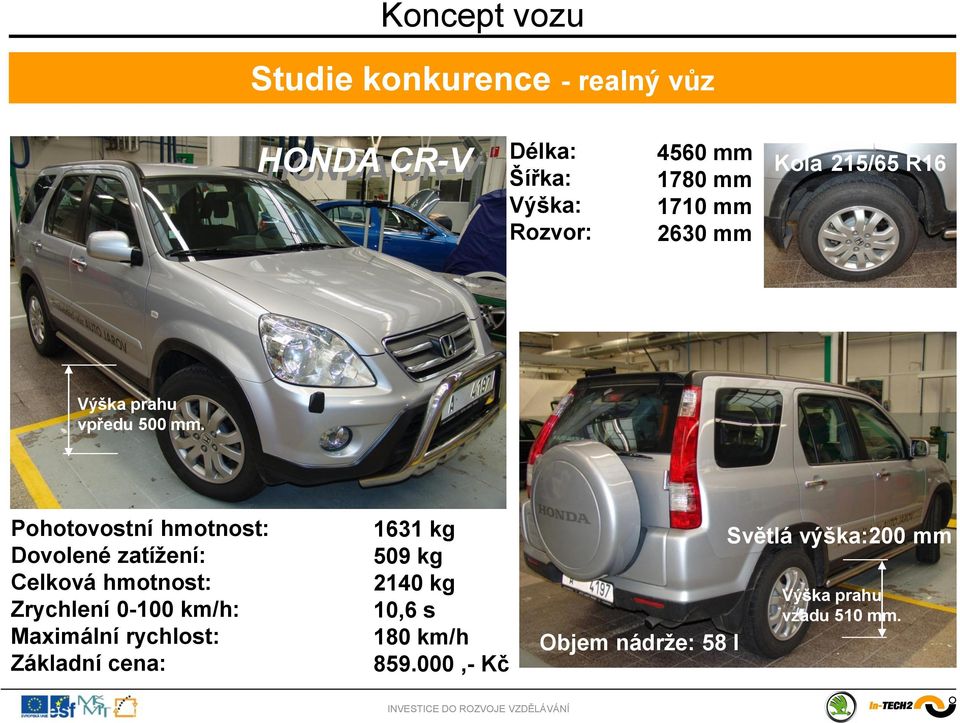 Pohotovostní hmotnost: Dovolené zatížení: Celková hmotnost: Zrychlení 0-100 km/h: Maximální