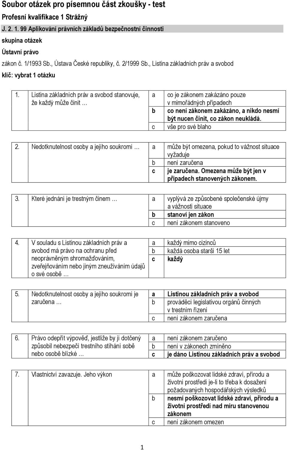 Listin zákldníh práv svood stnovuje, že kždý může činit o je zákonem zkázáno pouze v mimořádnýh přípdeh o není zákonem zkázáno, nikdo nesmí ýt nuen činit, o zákon neukládá. vše pro své lho 2.