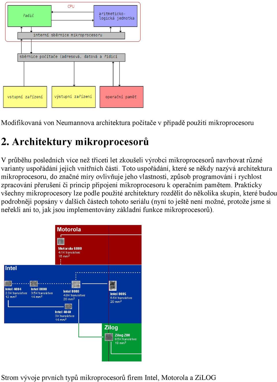 Toto uspořádání, které se někdy nazývá architektura mikroprocesoru, do značné míry ovlivňuje jeho vlastnosti, způsob programování i rychlost zpracování přerušení či princip připojení mikroprocesoru k