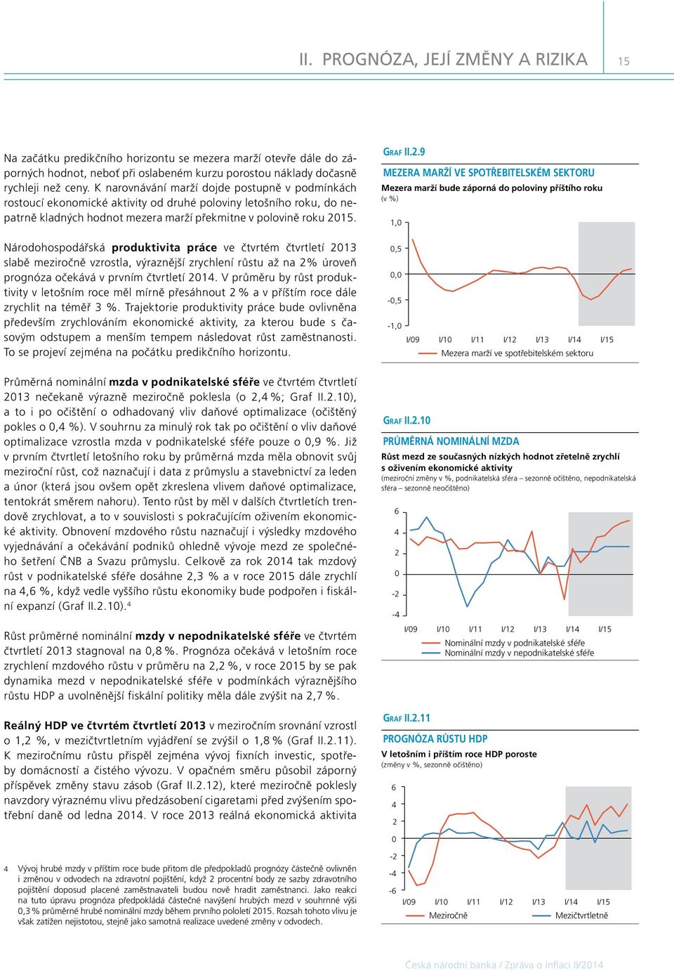 Národohospodářská produktivita práce ve čtvrtém čtvrtletí 1 slabě meziročně vzrostla, výraznější zrychlení růstu až na % úroveň prognóza očekává v prvním čtvrtletí 1.