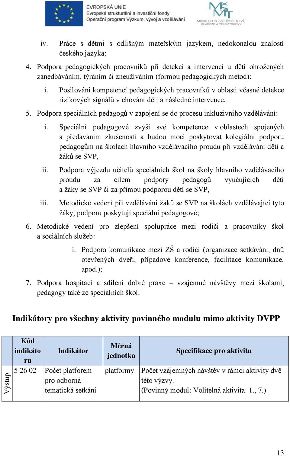 Posilování kompetencí pedagogických pracovníků v oblasti včasné detekce rizikových signálů v chování dětí a následné intervence, 5.