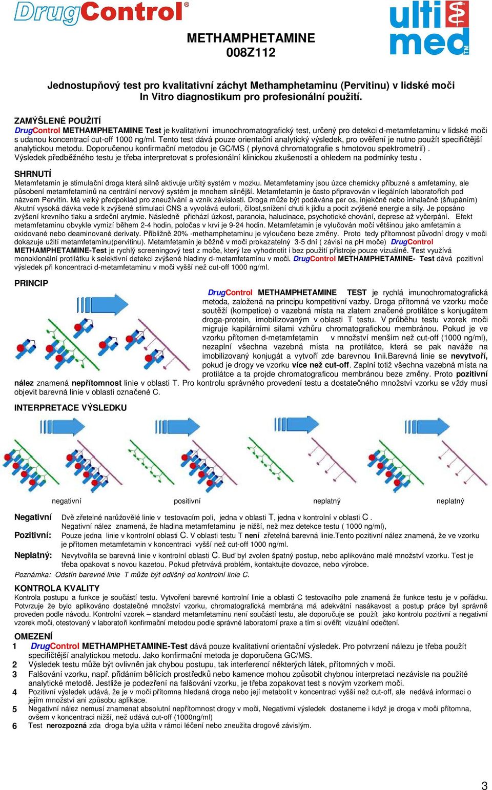 Tento test dává pouze orientační analytický výsledek, pro ověření je nutno použít specifičtější analytickou metodu.