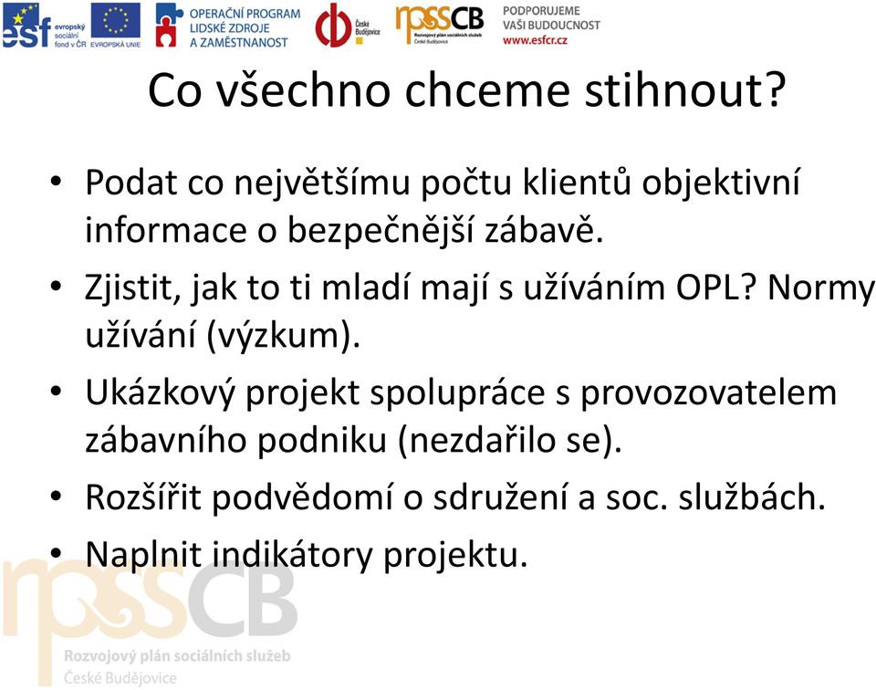 Zjistit, jak to ti mladí mají s užíváním OPL? Normy užívání (výzkum).