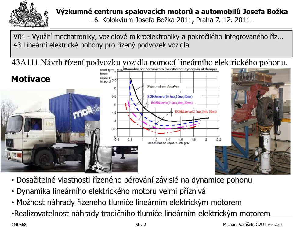 Dosažitelné vlastnosti řízeného pérování závislé na dynamice pohonu Dynamika lineárního elektrického motoru