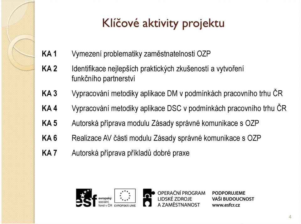 pracovního trhu ČR Vypracování metodiky aplikace DSC v podmínkách pracovního trhu ČR Autorská příprava modulu Zásady