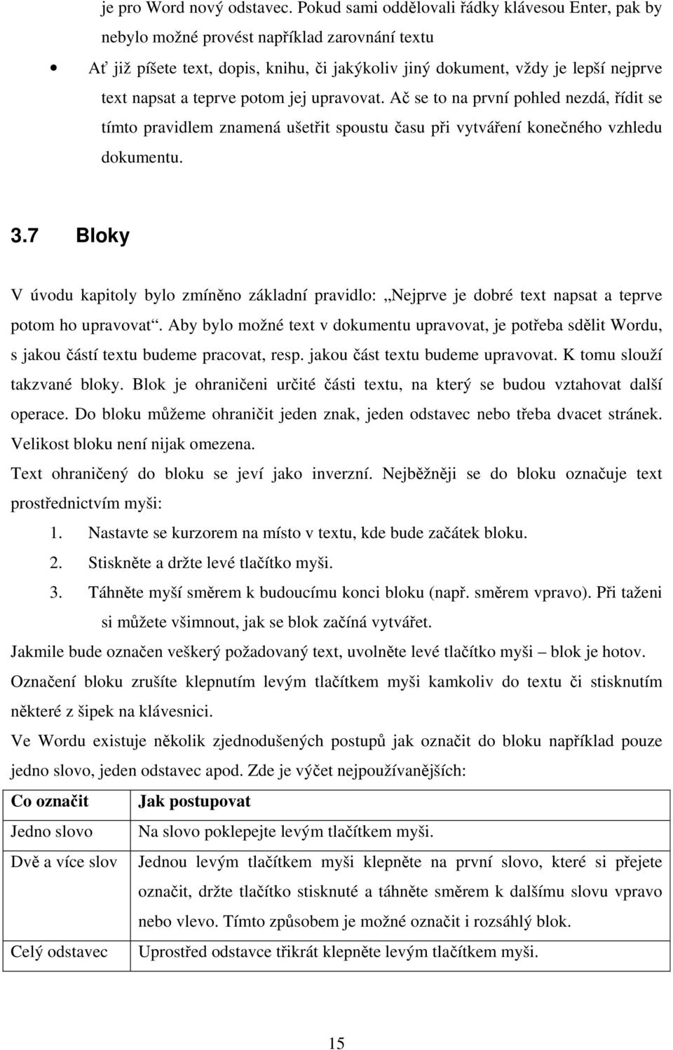 teprve potom jej upravovat. Ač se to na první pohled nezdá, řídit se tímto pravidlem znamená ušetřit spoustu času při vytváření konečného vzhledu dokumentu. 3.