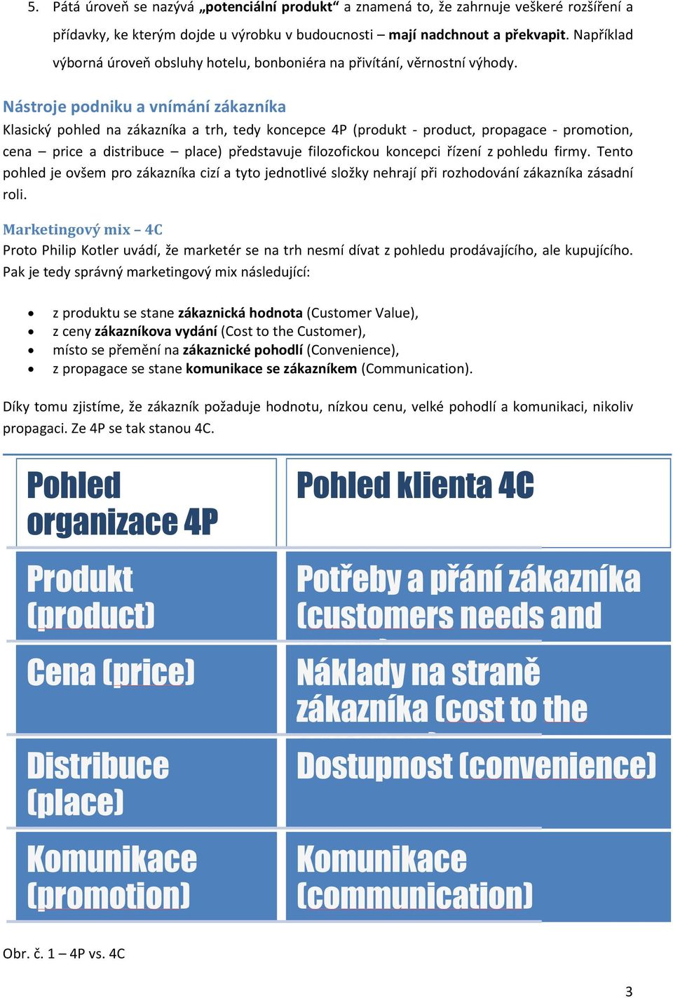 Nástroje podniku a vnímání a Klasický pohled na a a trh, tedy koncepce 4P (produkt - product, propagace - promotion, cena price a distribuce place) představuje filozofickou koncepci řízení z pohledu