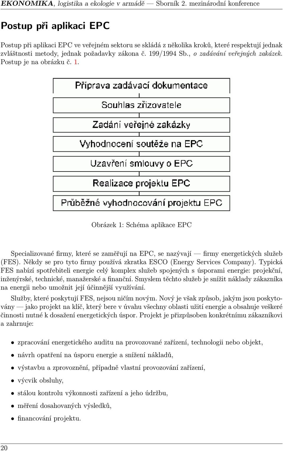 199/1994 Sb., o zadávání veřejných zakázek. Postup je na obrázku č. 1. Obrázek 1: Schéma aplikace EPC Specializované firmy, které se zaměřují na EPC, se nazývají firmy energetických služeb (FES).
