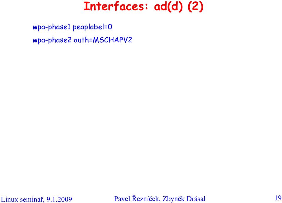 Interfaces: ad(d) (2) Linux