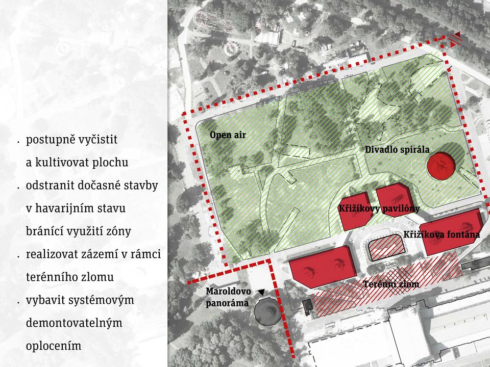 terénního zlomu vybavit systémovým demontovatelným oplocením Open air