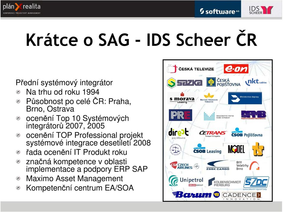 Professional projekt systémové integrace desetiletí 2008 řada ocenění IT Produkt roku značná