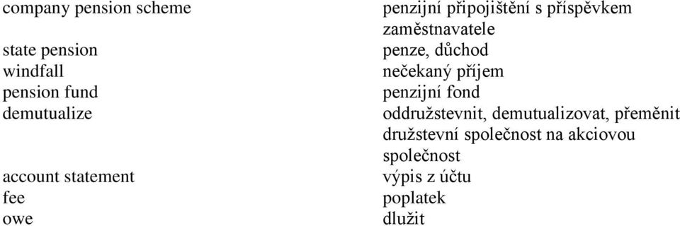 penze, důchod nečekaný příjem penzijní fond oddružstevnit, demutualizovat,