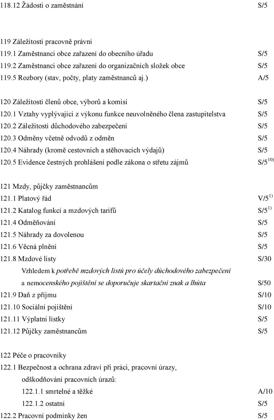 2 Záleţitosti důchodového zabezpečení S/5 120.3 Odměny včetně odvodů z odměn S/5 120.4 Náhrady (kromě cestovních a stěhovacích výdajů) S/5 120.