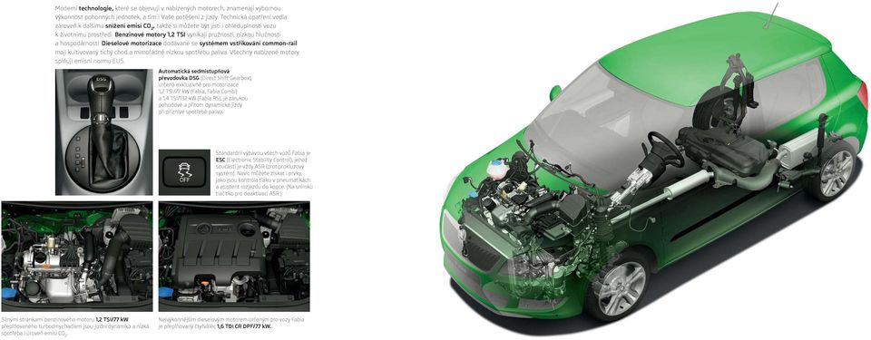 Benzinové motory 1,2 TSI vynikají pružností, nízkou hlučností a hospodárností.
