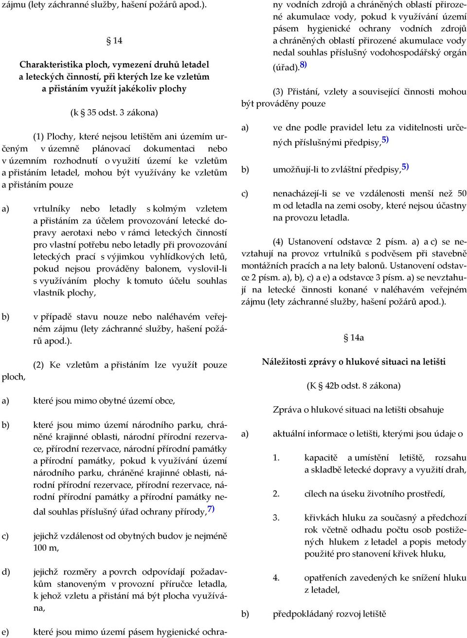 a přistáním pouze a) vrtulníky nebo letadly s kolmým vzletem a přistáním za účelem provozování letecké dopravy aerotaxi nebo v rámci leteckých činností pro vlastní potřebu nebo letadly při