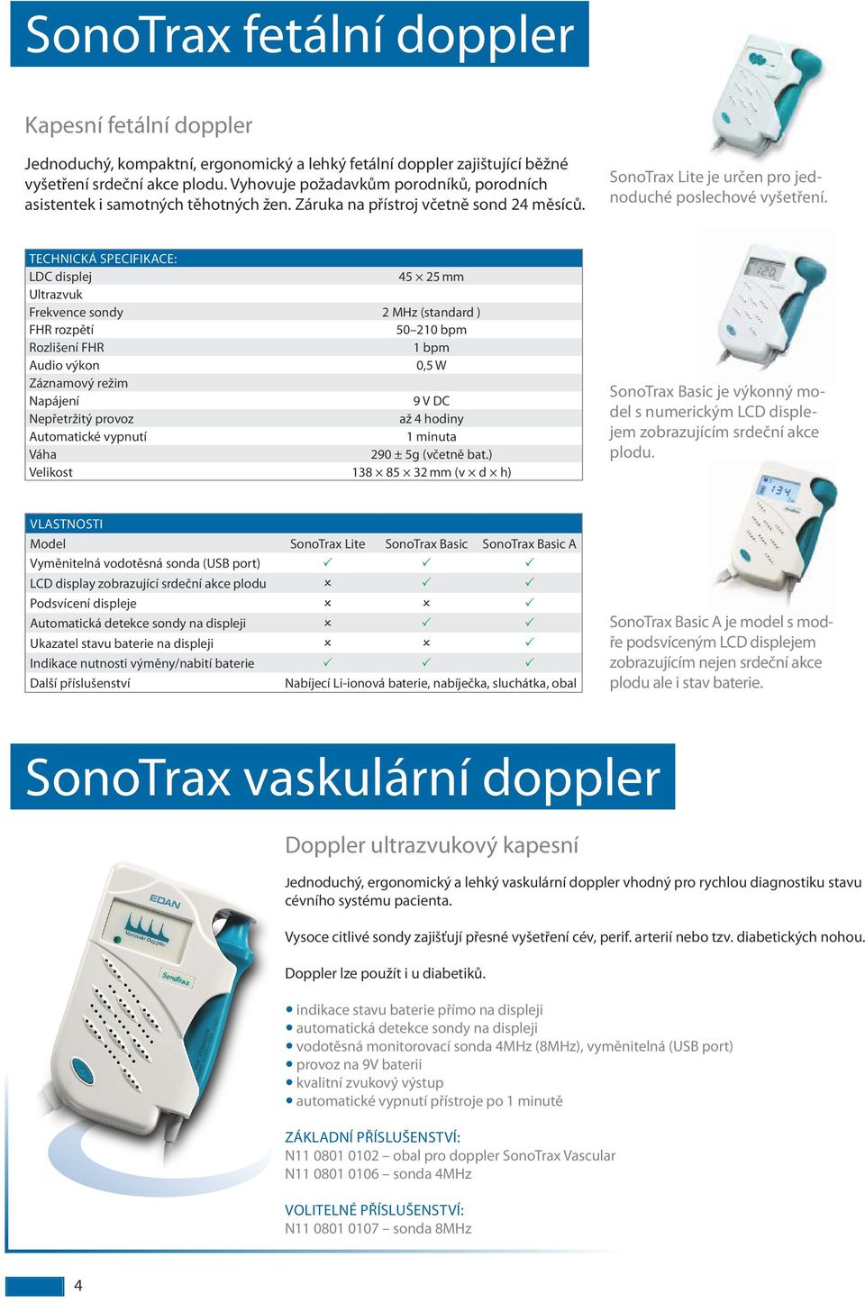 TECHNICKÁ SPECIFIKACE: LDC displej 45 25 mm Ultrazvuk Frekvence sondy 2 MHz (standard ) FHR rozpětí 50 210 bpm Rozlišení FHR Audio výkon 0,5 W Záznamový režim Napájení 9 V DC Nepřetržitý provoz až 4