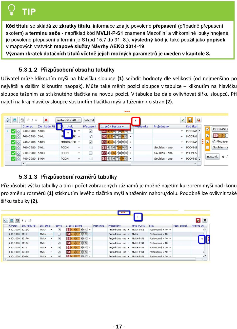 Význam zkratek dotačních titulů včetně jejich možných parametrů je uveden v kapitole 8. 5.3.1.