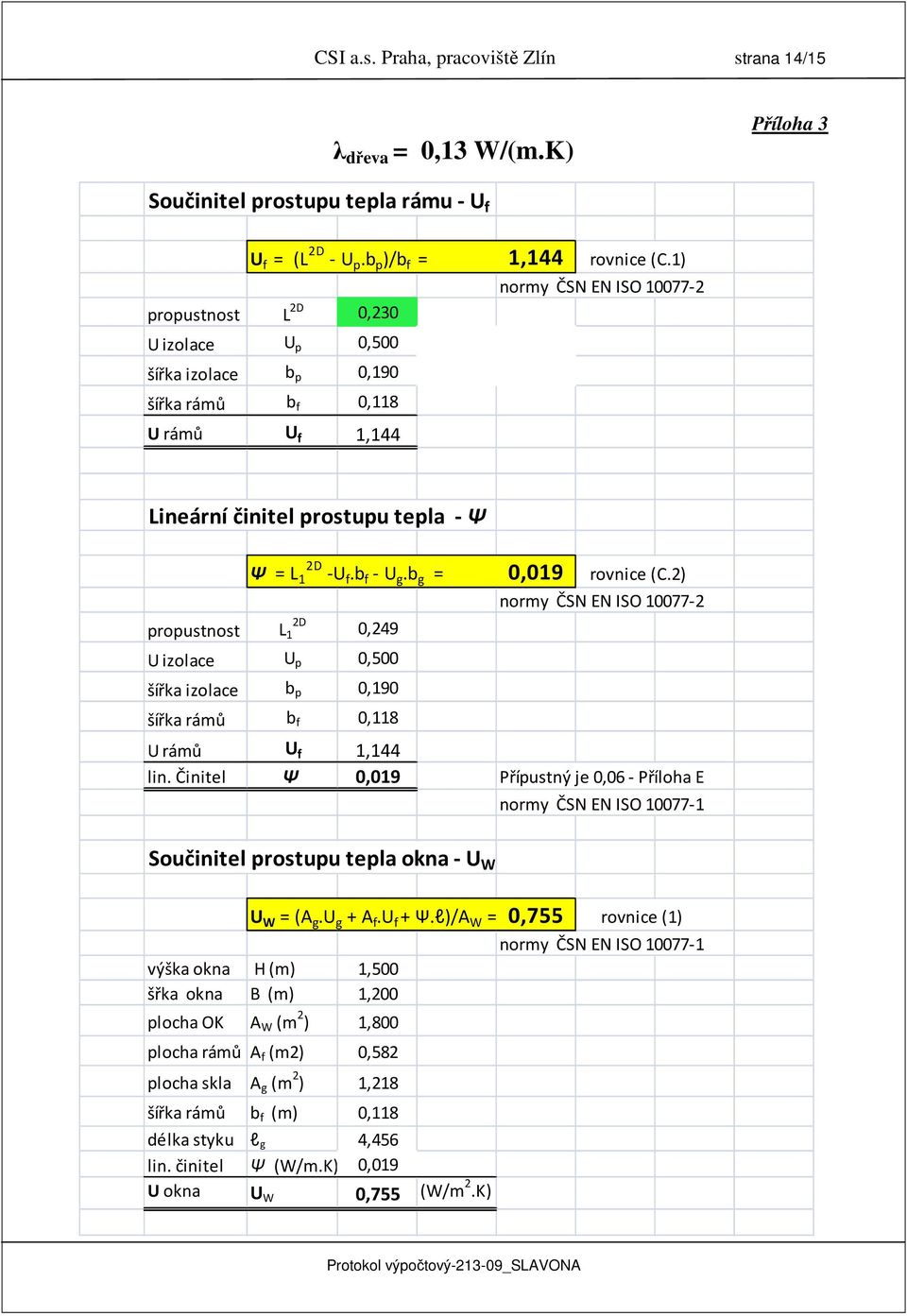 1) normy ČSN EN ISO 10077-2 Lineární činitel prostupu tepla - Ψ propustnost Ψ = L 1 2D -U f.b f - U g.