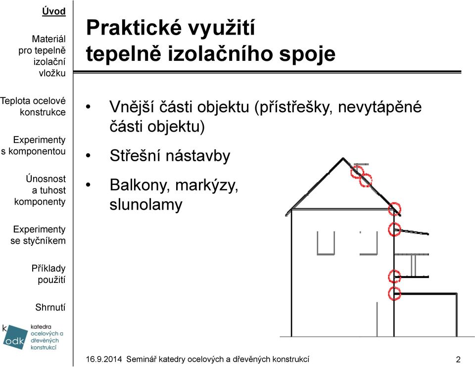 nevytápěné části objektu) Střešní