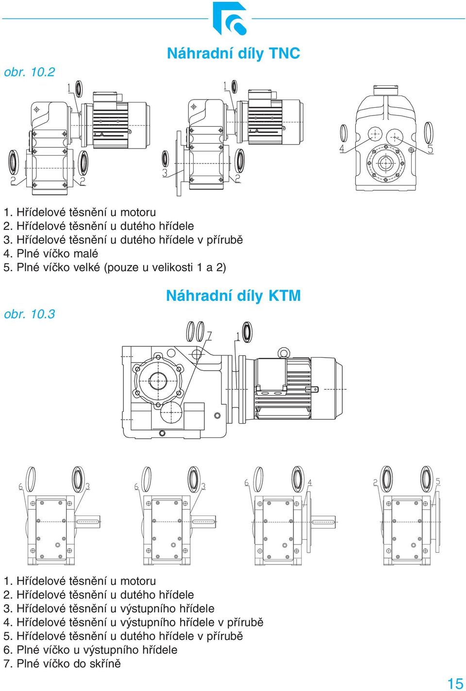3 Náhradní díly KTM 1. Hřídelové těsnění u motoru 2. Hřídelové těsnění u dutého hřídele 3.