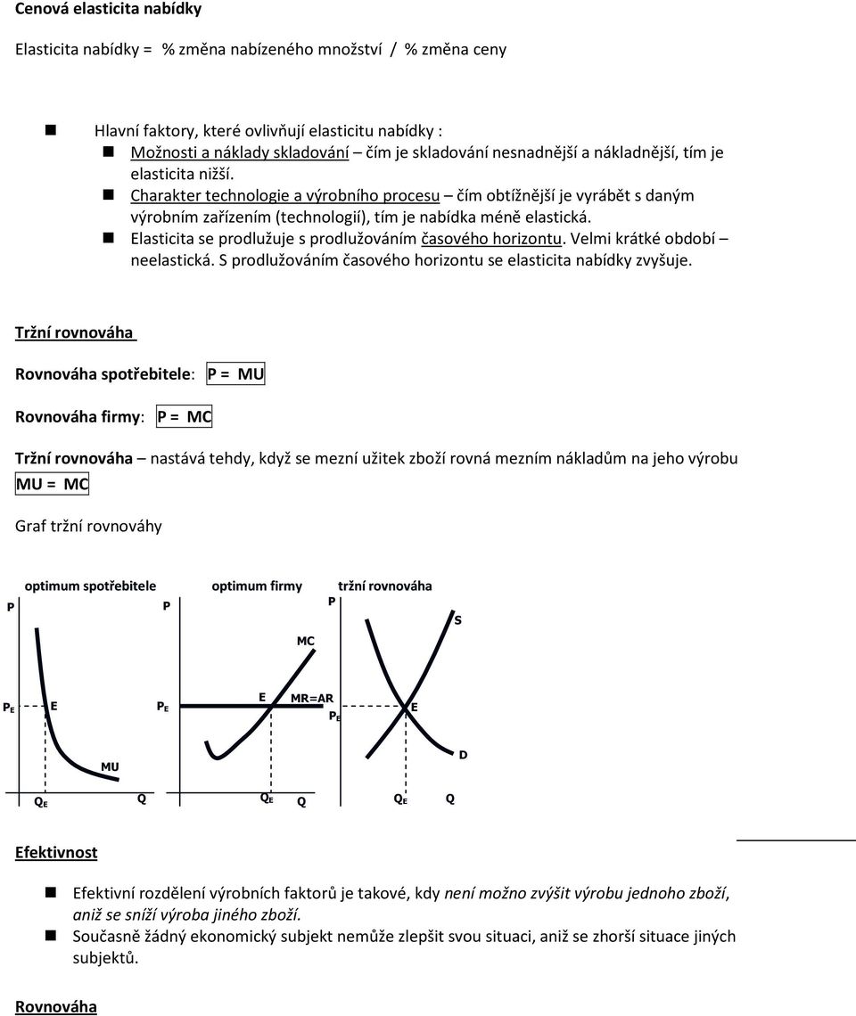 Elasticita se prodlužuje s prodlužováním časového horizontu. Velmi krátké období neelastická. S prodlužováním časového horizontu se elasticita nabídky zvyšuje.