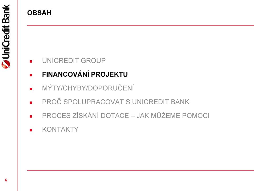 SPOLUPRACOVAT S UNICREDIT BANK PROCES