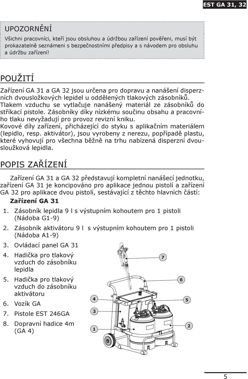 Tlakem vzduchu se vytlačuje nanášený materiál ze zásobníků do stříkací pistole. Zásobníky díky nízkému součinu obsahu a pracovního tlaku nevyžadují pro provoz revizní kniku.