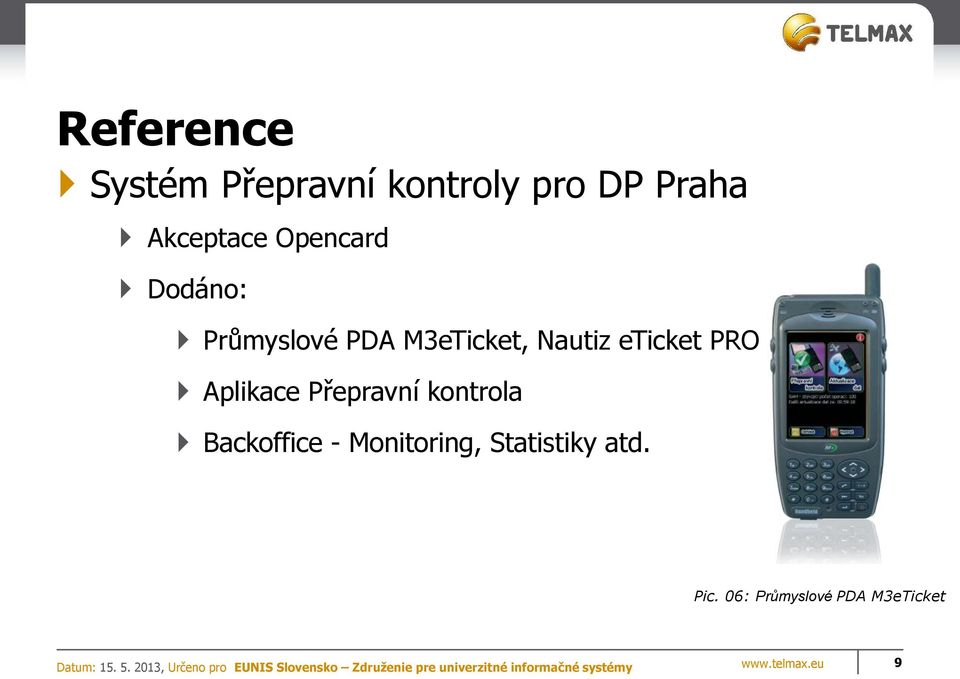 Aplikace Přepravní kontrola Backoffice - Monitoring,