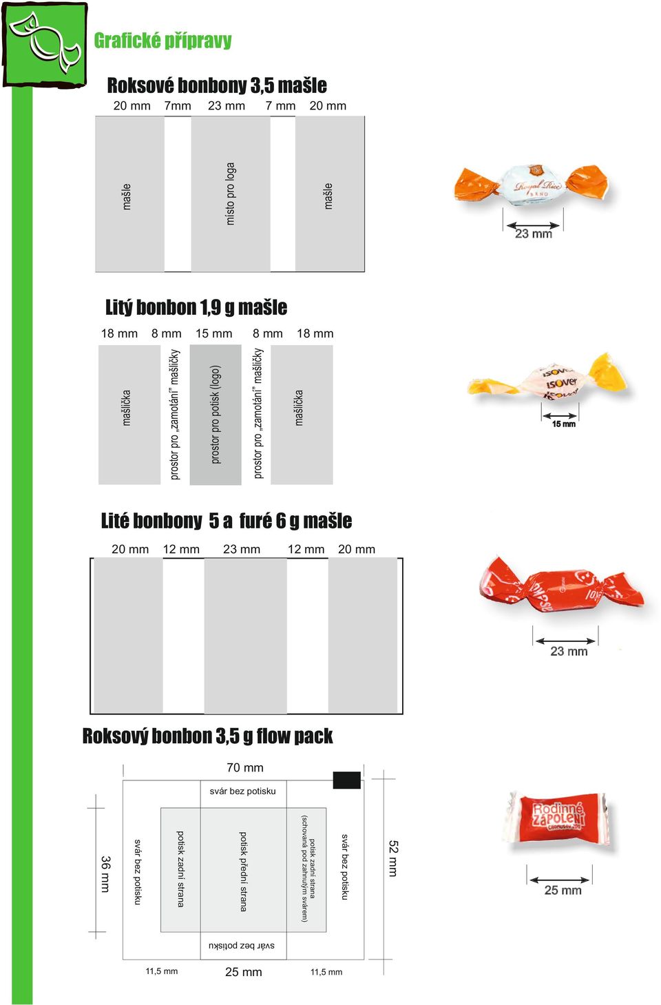 a furé 6 g mašle 20 mm 12 mm 23 mm 12 mm 20 mm 23 mm Roksový bonbon 3,5 g flow pack 70 mm svár bez potisku svár bez potisku 25 mm 11,5 mm 52