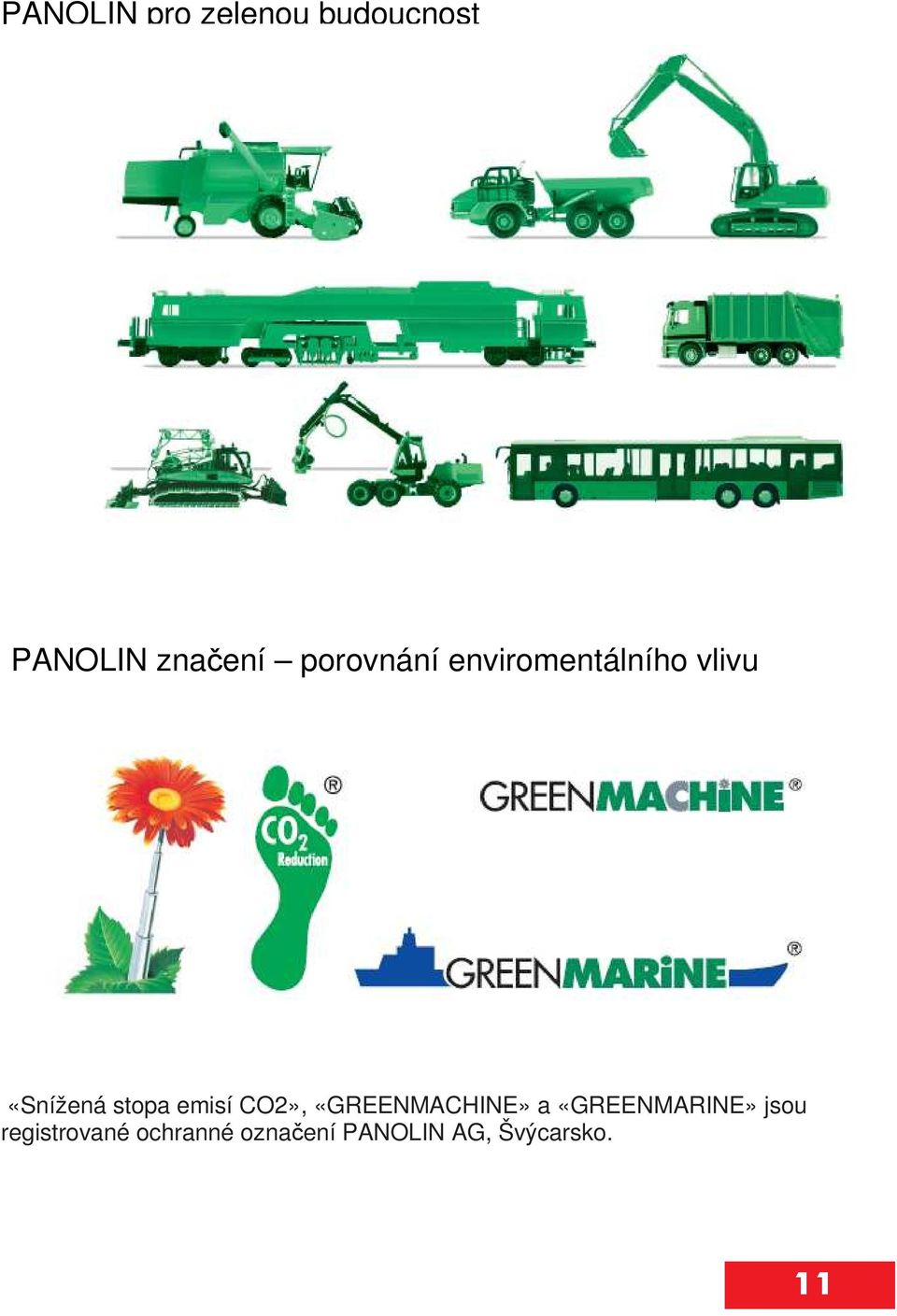 emisí CO2», «GREENMACHINE» a «GREENMARINE» jsou