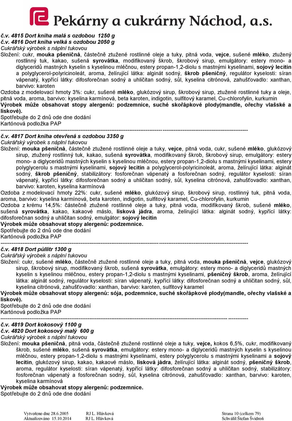 sojový lecitin a polyglycerol-polyricinoleát, aroma, želírující látka: alginát sodný, škrob pšeničný, regulátor kyselosti: síran vápenatý, kypřící látky: difosforečnan sodný a uhličitan sodný, sůl,