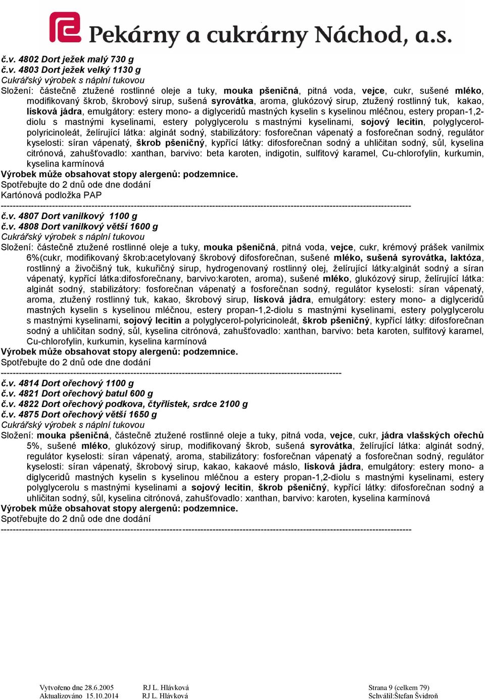 mastnými kyselinami, estery polyglycerolu s mastnými kyselinami, sojový lecitin, polyglycerolpolyricinoleát, želírující látka: alginát sodný, stabilizátory: fosforečnan vápenatý a fosforečnan sodný,