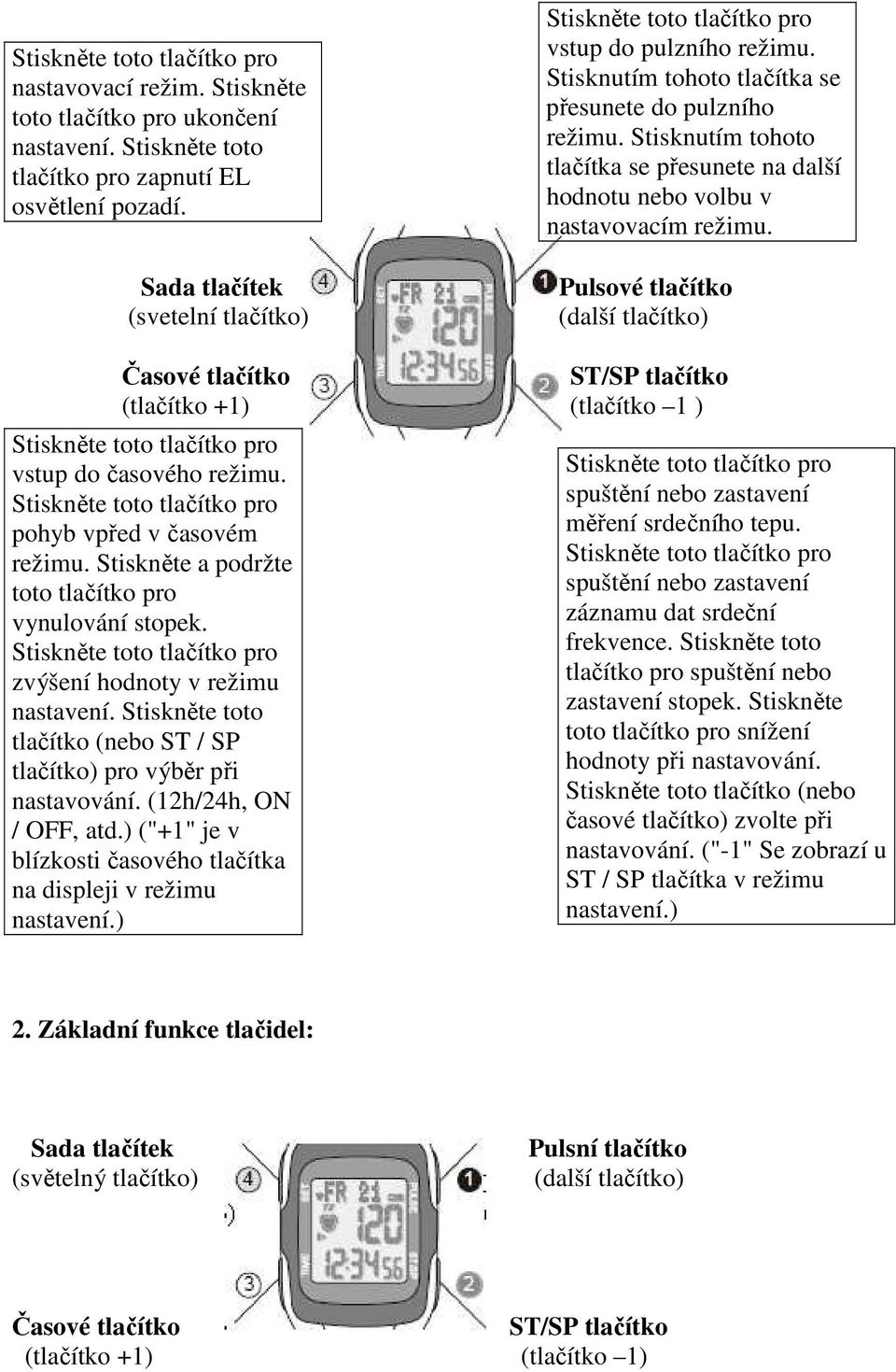 Stisknutím tohoto tlačítka se přesunete na další hodnotu nebo volbu v nastavovacím režimu.