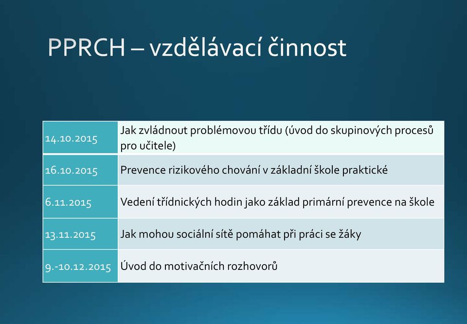 10.2015 Prevence rizikového chování v základní škole praktické 6.11.