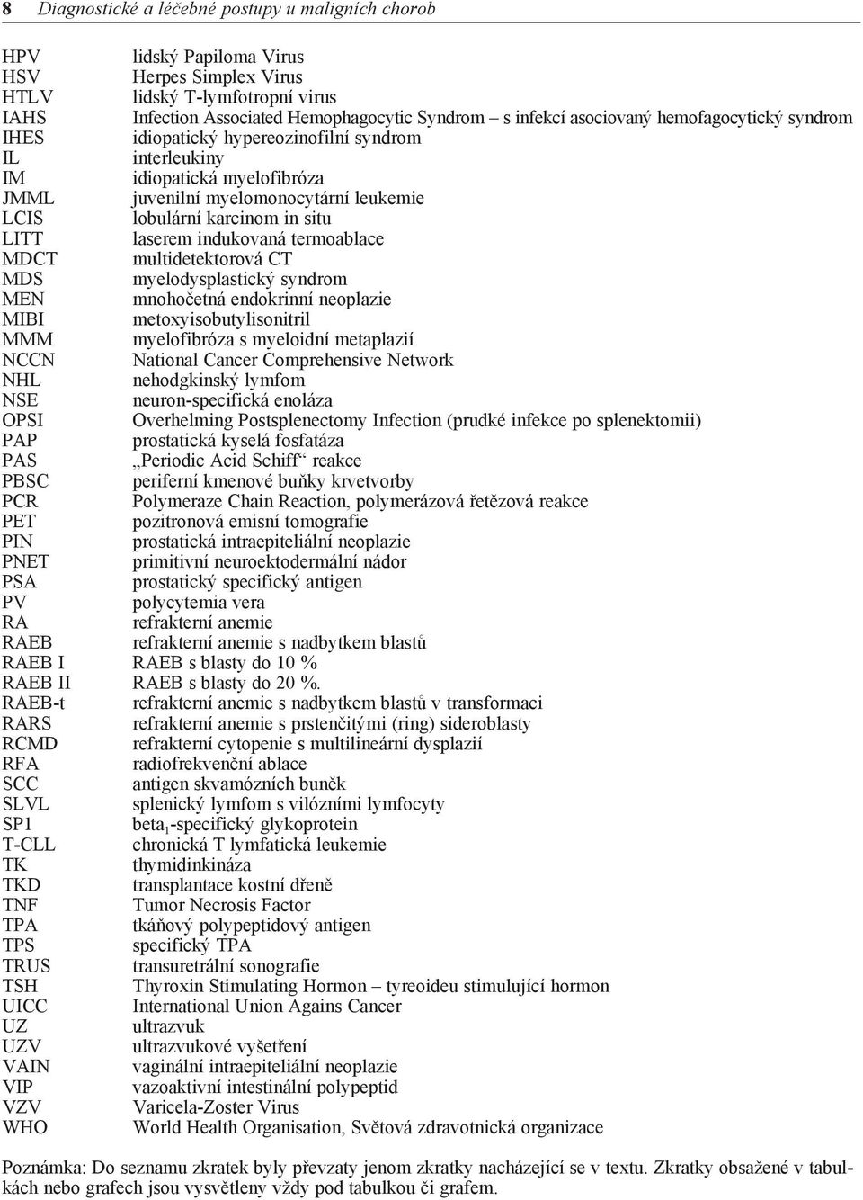 laserem indukovaná termoablace MDCT multidetektorová CT MDS myelodysplastický syndrom MEN mnohočetná endokrinní neoplazie MIBI metoxyisobutylisonitril MMM myelofibróza s myeloidní metaplazií NCCN