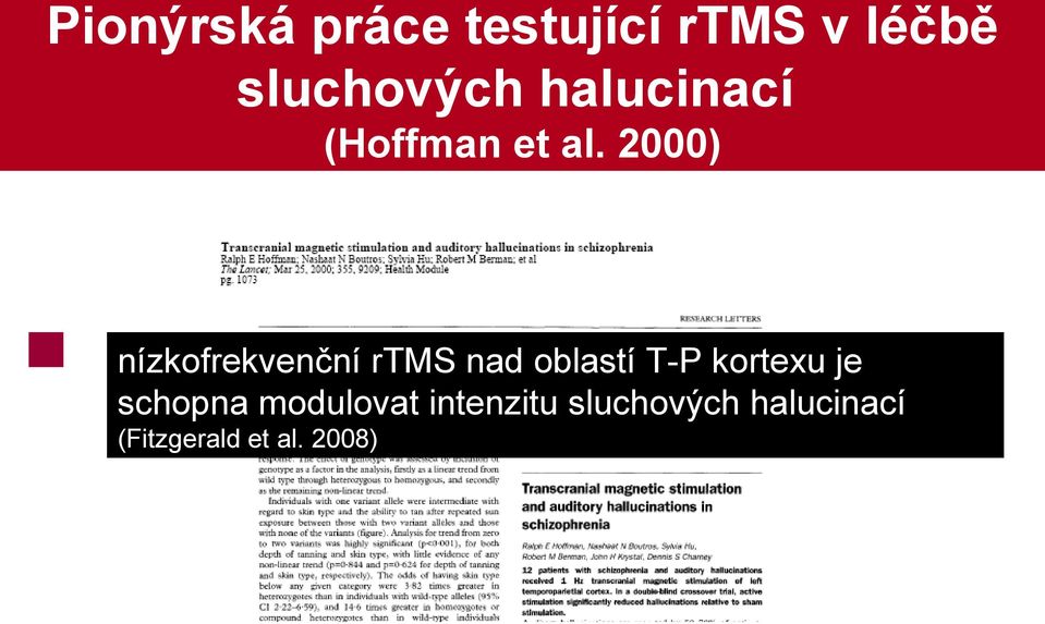 2000) nízkofrekvenční rtms nad oblastí T-P kortexu