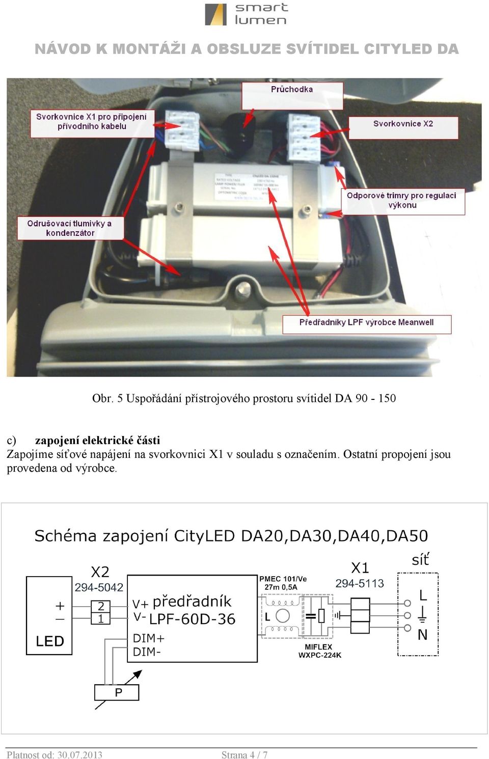 napájení na svorkovnici X1 v souladu s označením.