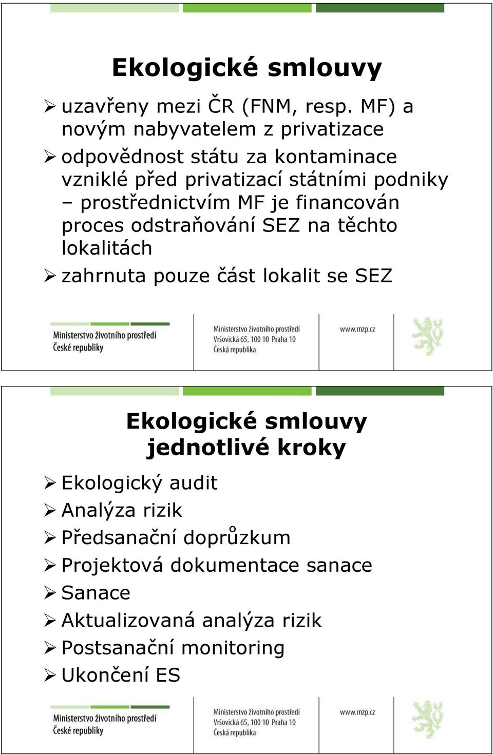 prostřednictvím MF je financován proces odstraňování SEZ na těchto lokalitách zahrnuta pouze část lokalit se SEZ