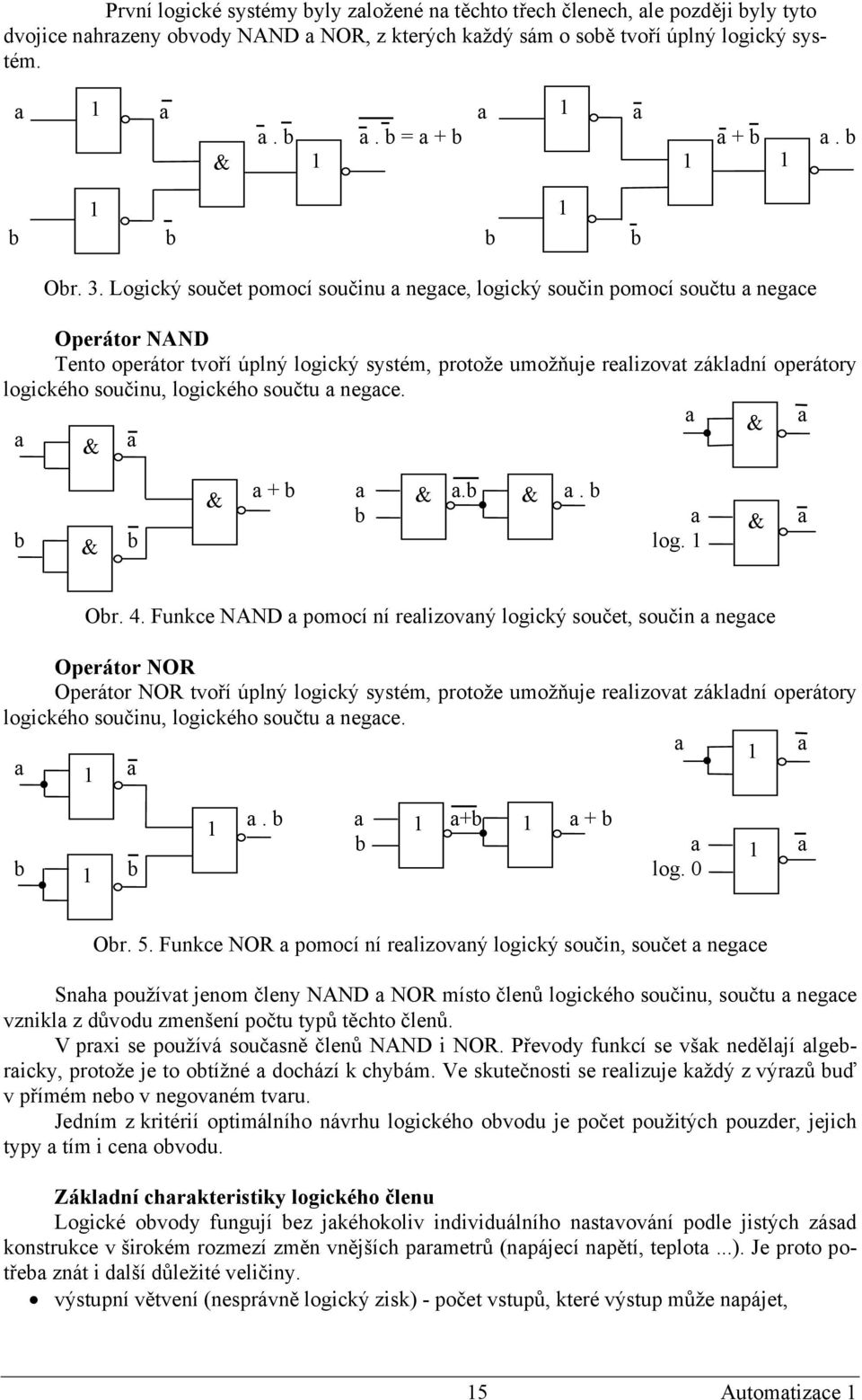 Logický součet pomocí součinu a negace, logický součin pomocí součtu a negace Operátor NAND Tento operátor tvoří úplný logický systém, protože umožňuje realizovat základní operátory logického