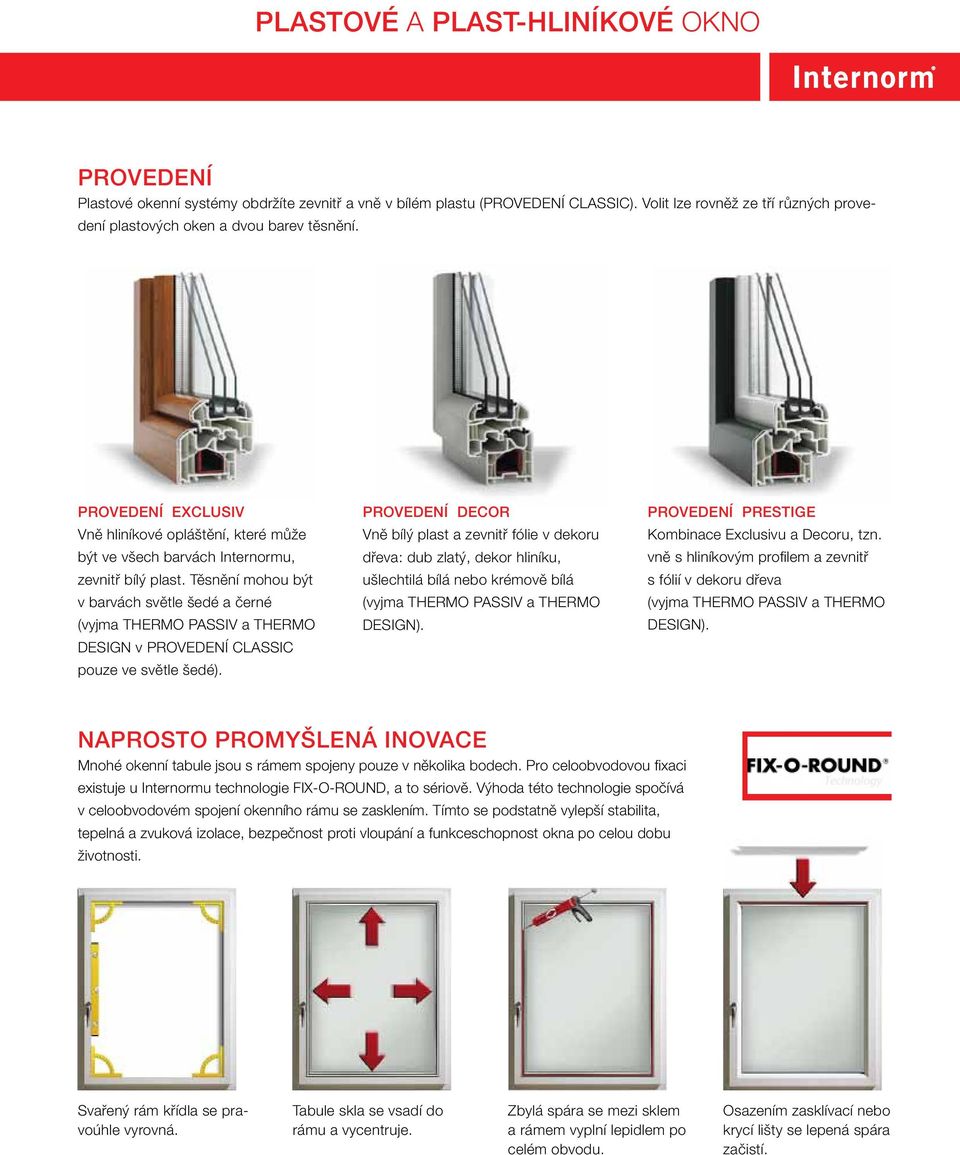 Těsnění mohou být v barvách světle šedé a černé (vyjma THERMO passiv a THERMO design v PROVEDENÍ CLASSIC pouze ve světle šedé).
