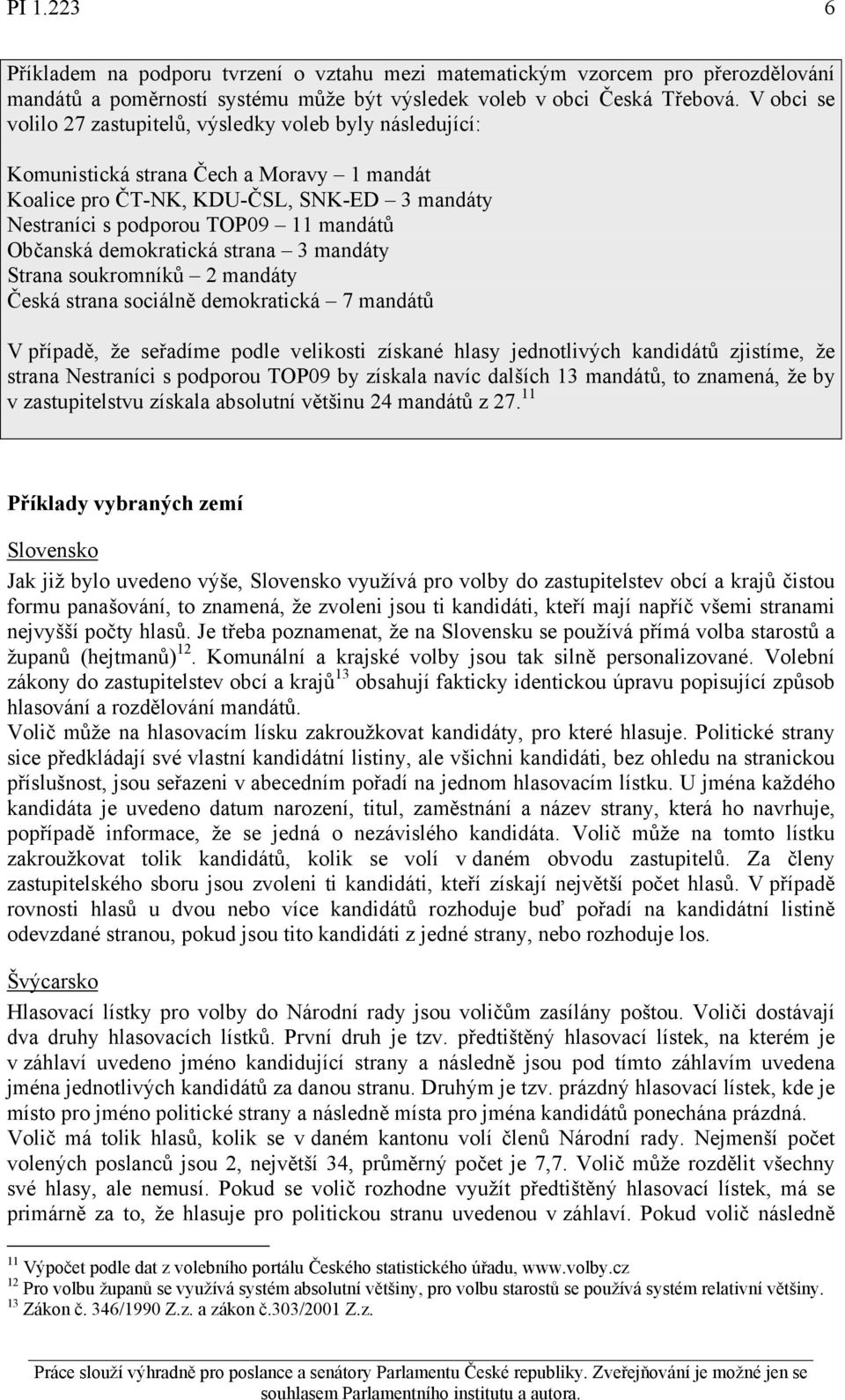 Občanská demokratická strana 3 mandáty Strana soukromníků 2 mandáty Česká strana sociálně demokratická 7 mandátů V případě, že seřadíme podle velikosti získané hlasy jednotlivých kandidátů zjistíme,