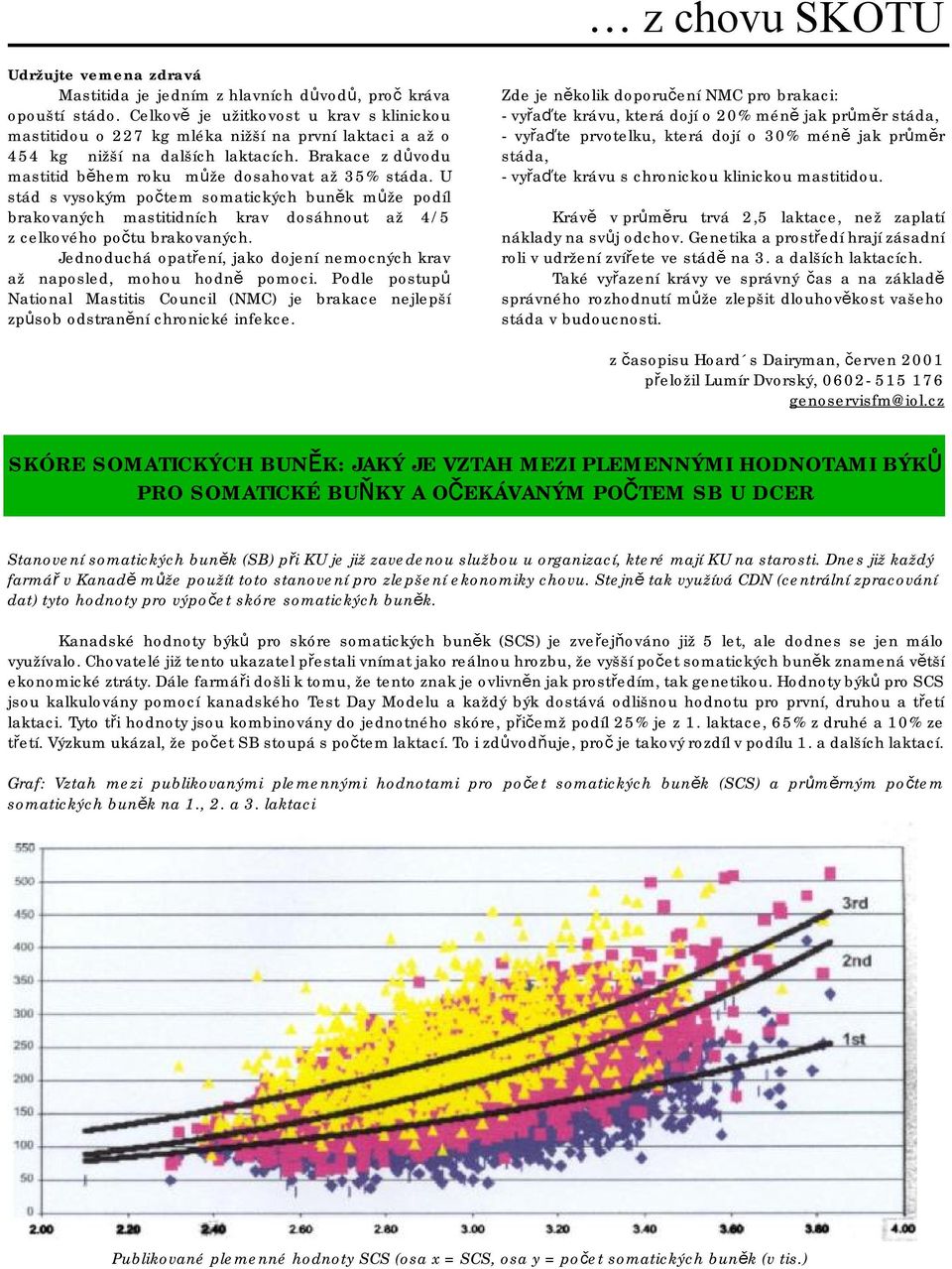 U stád s vysokým počtem somatických buněk může podíl brakovaných mastitidních krav dosáhnout až 4/5 z celkového počtu brakovaných.