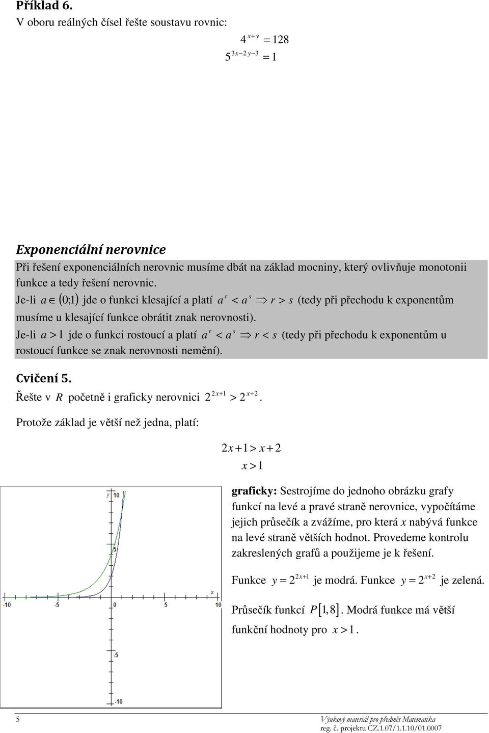 nerovnic. Je-li ( 0; ) r s a jde o funkci klesající a platí a < a r > s (ted při přechodu k eponentům musíme u klesající funkce obrátit znak nerovnosti).