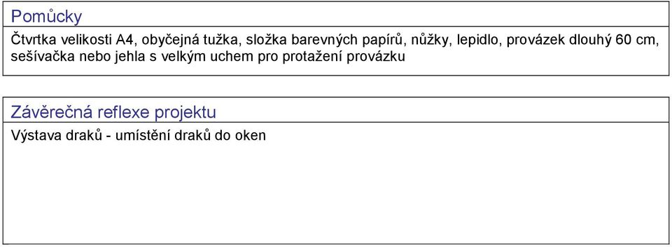 sešívačka nebo jehla s velkým uchem pro protažení provázku